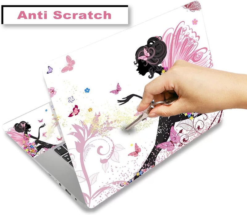 ARTSO 15.6 inch Laptop Notebook Skin Sticker Universal Soft Art Cover Decal Fits 12 13 13.3 14 15 15.4 15.6 inch Laptop Protector,Easy to Apply, Reusable, Pink Butterfly Girl - Image 2